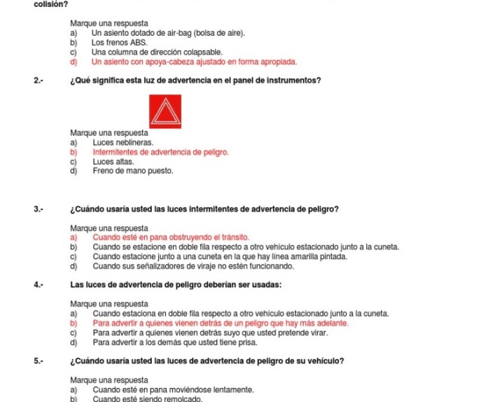 Examen de manejo nc en español