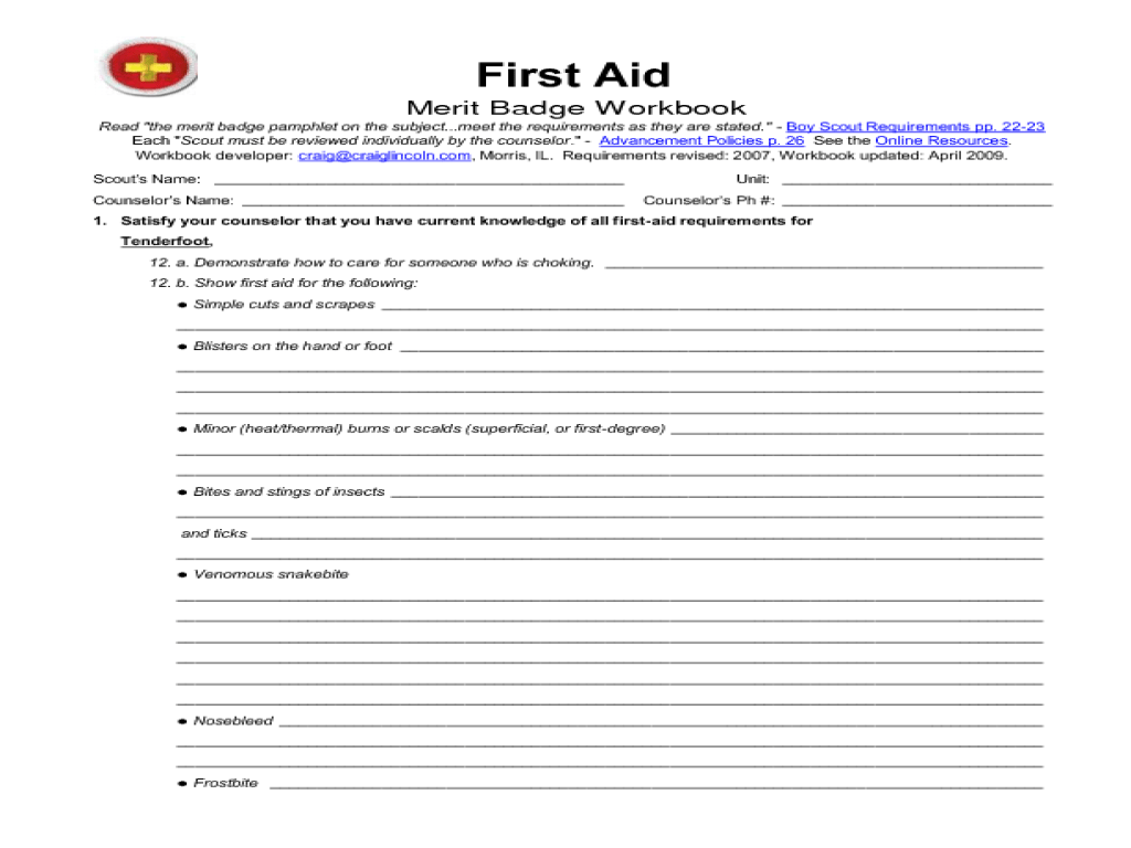 First aid merit badge answer key