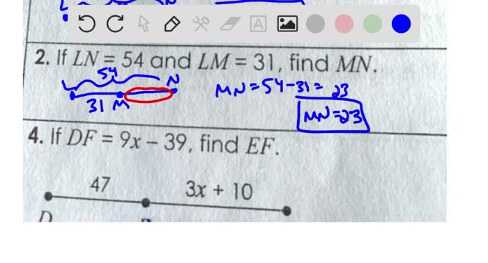 Unit 1 geometry basics homework 2 segment addition postulate