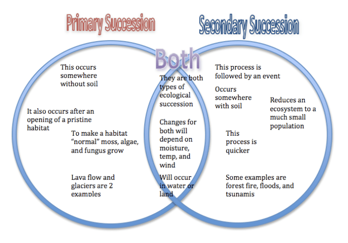 Primary and secondary succession venn diagram